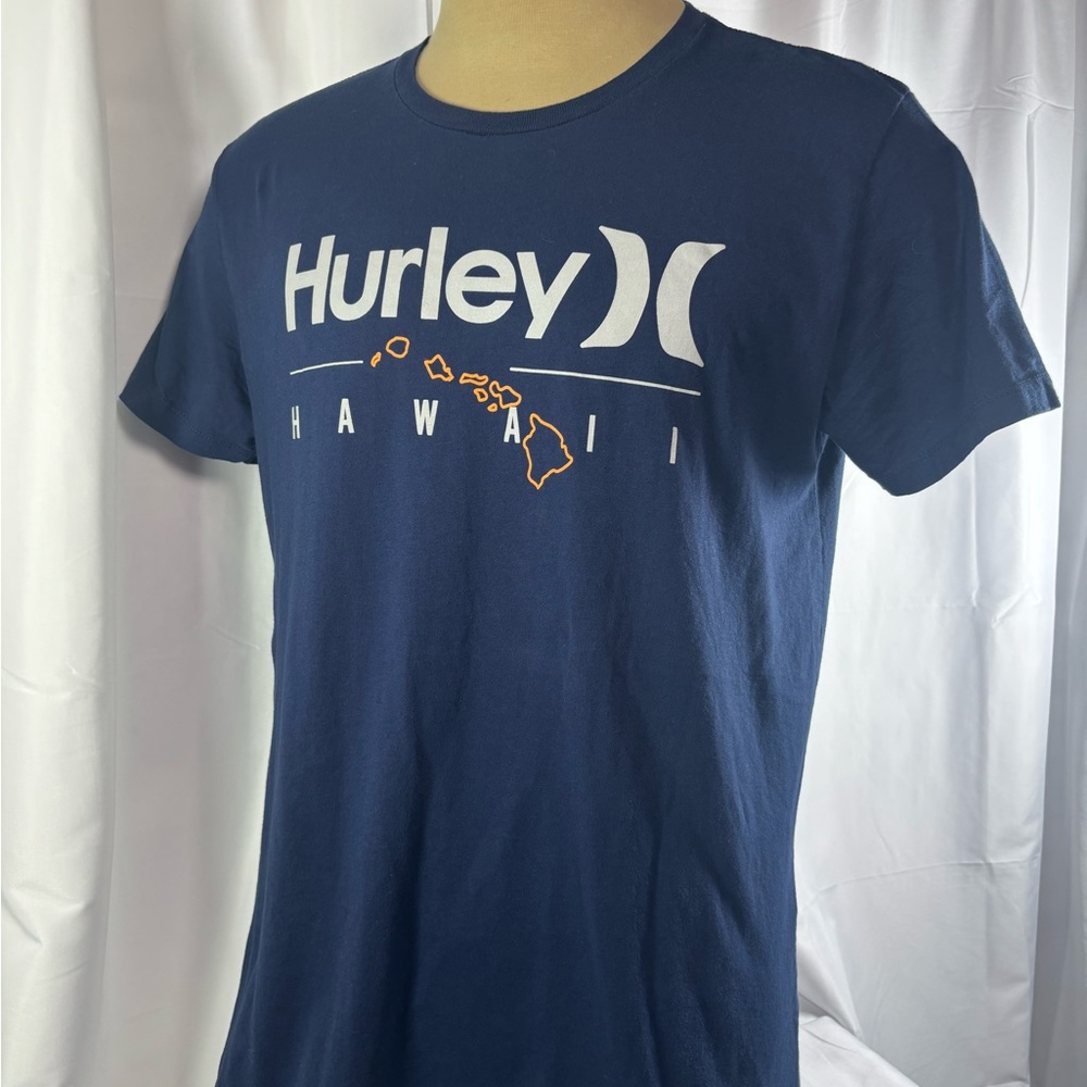 Hurley Navy Blue Short-Sleeve Hawaii Graphic Tee with White Logo